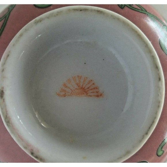 Vintage Japanese Porcelain Rice Bowl Butterflies w/Red Rising Sun mark - Picture 8 of 8